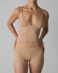 Sexy Skin-friendly Lace Trim V-neck Camisole and Boyshorts Underwear Set