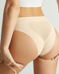 Sheer Mesh Sexy Heart-shaped Cutout Stretchy Seamless Panties