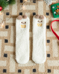 Christmas Coral Fleece Fun Print Warm Socks