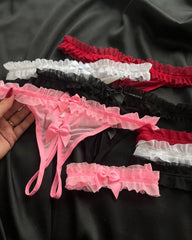 Four-Pack Sexy Mesh See-Through Bow Thong