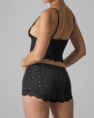 Sexy Skin-friendly Lace Trim V-neck Camisole and Boyshorts Underwear Set