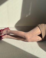 Vintage Sexy Vertical Striped Jacquard Sheer Stockings