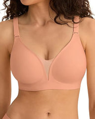 V-neck Comfortable Breathable Seamless Wire-free Push-up Mesh Bra