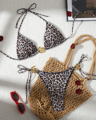 Retro Floral Leopard Print Beach Vacation Bikini