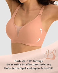 V-neck Comfortable Breathable Seamless Wire-free Push-up Mesh Bra