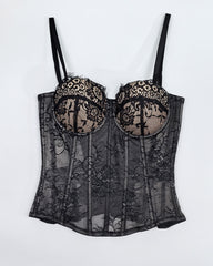 Sexy Strapless Lace Mesh See-through Underwire Bra Back Tie Fishbone Top