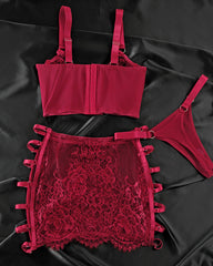 Sexy Hollow-out See-through Mesh Embroidered  Lingerie Set