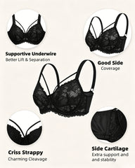 Women's Sexy Floral Lace Mesh Underwire Comfort Bra