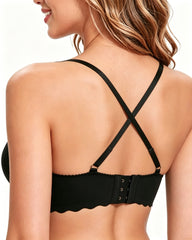 Women's Sexy Drawstring Push-Up Detachable Shoulder Straps Wire-Free Comfort Bra