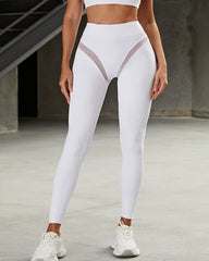 Sexy Mesh High-elasticity Nude-feel Hip-lifting Quick-drying Breathable Tight-fitting Fitness Yoga Pants