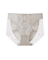 Plus Size Lace Sheer Mesh Seamless High-waisted Panties