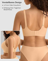 V-neck Comfortable Breathable Seamless Wire-free Push-up Mesh Bra