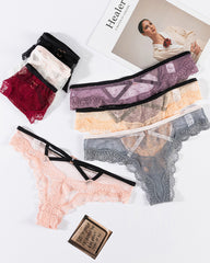 Sexy Polka Dot Lace Cutout See-through Thong