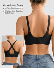 V-neck Comfortable Breathable Seamless Wire-free Push-up Mesh Bra