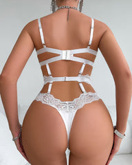 Lace Embroidery Hollow Splicing Ribbon Perspective Sexy Lingerie