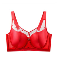 Satin Mesh See-through Patchwork Underwire Plus Size Push-up Bra