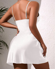 Sexy Comfortable Breathable Satin Lace Side-slit Slip Dress