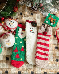Christmas Coral Fleece Fun Print Warm Socks