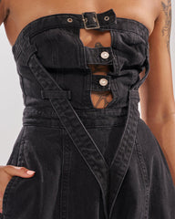 Sexy Strapless Wide-leg Denim Jumpsuit