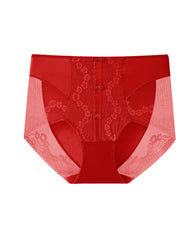 Plus Size Lace Sheer Mesh Seamless High-waisted Panties