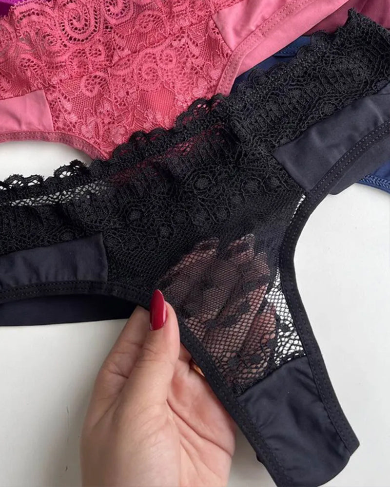 Sexy Lace Patchwork Comfortable Stretch Thong