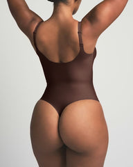 Deep V-neck Seamless Elastic Tummy Control Shaping Adjustable Straps Bodysuit