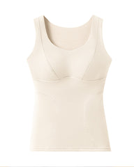 Silk Patch Fleece-Lined Fixed Cups Wire-Free Comfortable Warm Vest