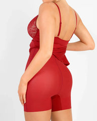 Sleeveless Deep V-Neck Lace Built-in Shapewear Set Maxi Dress