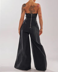 Sexy Strapless Wide-leg Denim Jumpsuit