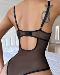 Sexy Leopard Print Mesh Camisole Bodysuit